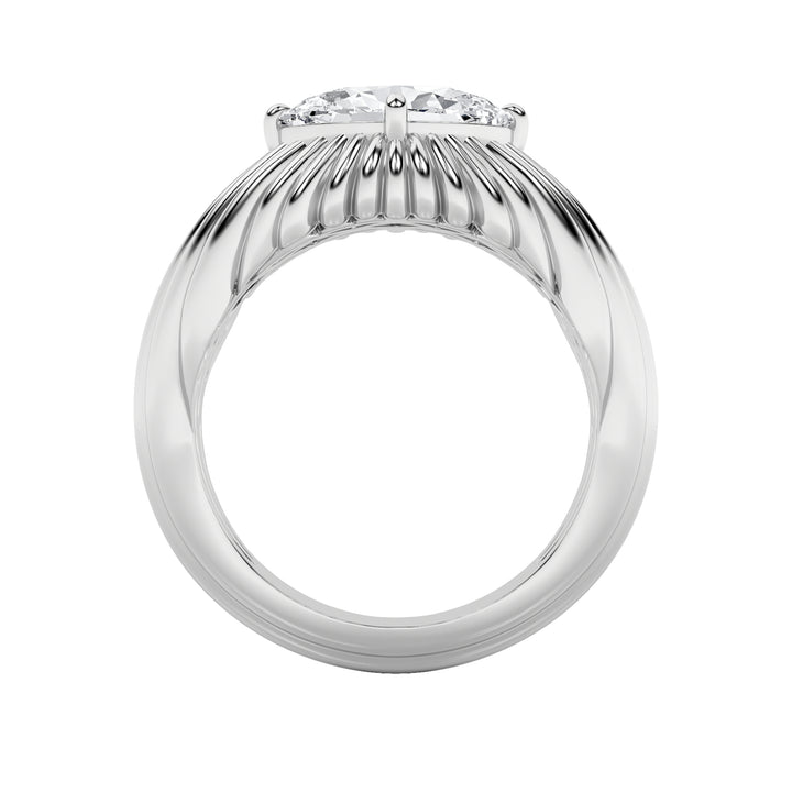 2Cttw Oval Shaped Lab Grown Diamond (F/VS) Fancy Solitaire Ring in 14K Gold