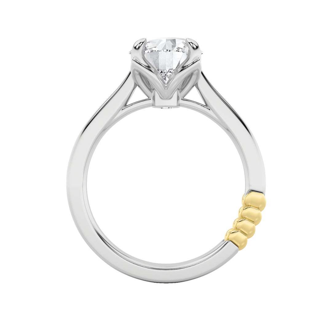 2Cttw Round Shaped Lab Grown Diamond (F/VS) Two Tone Classic Solitaire Engagement Ring in 14K Gold