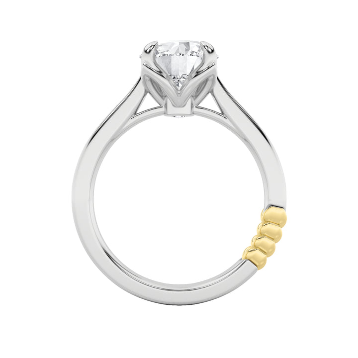 2Cttw Round Shaped Lab Grown Diamond (F/VS) Two Tone Classic Solitaire Engagement Ring in 14K Gold