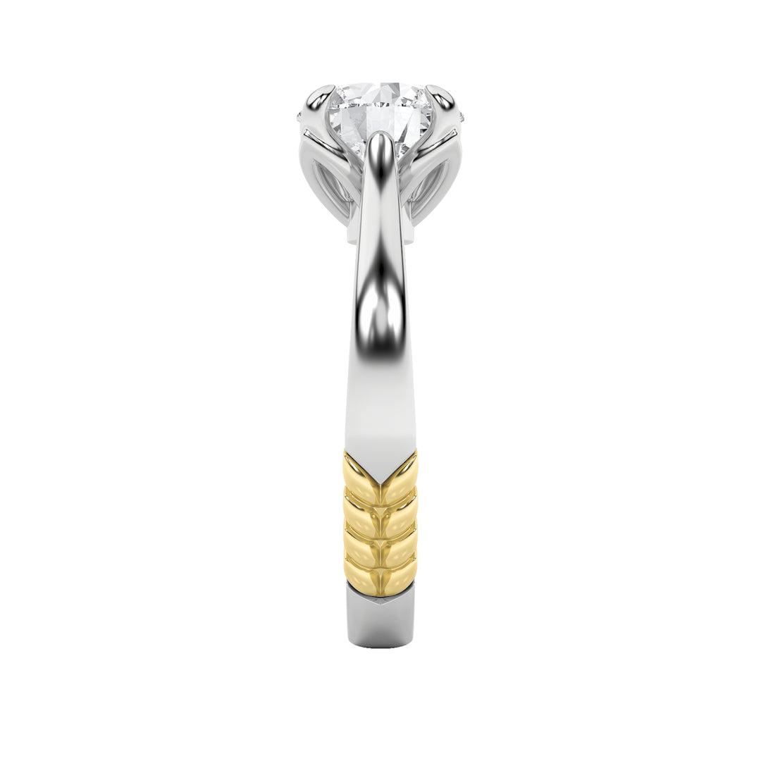 2Cttw Round Shaped Lab Grown Diamond (F/VS) Two Tone Classic Solitaire Engagement Ring in 14K Gold