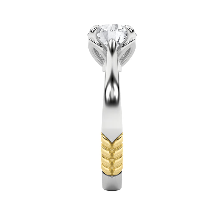 2Cttw Round Shaped Lab Grown Diamond (F/VS) Two Tone Classic Solitaire Engagement Ring in 14K Gold