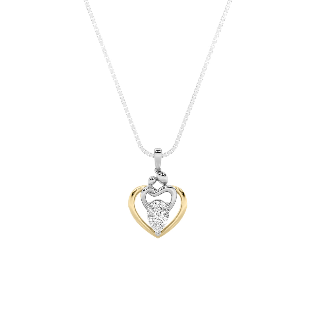 1.5Cttw Pear Shaped Lab Grown Diamond (F/VS) Heart Shaped Pendant in 14K Gold
