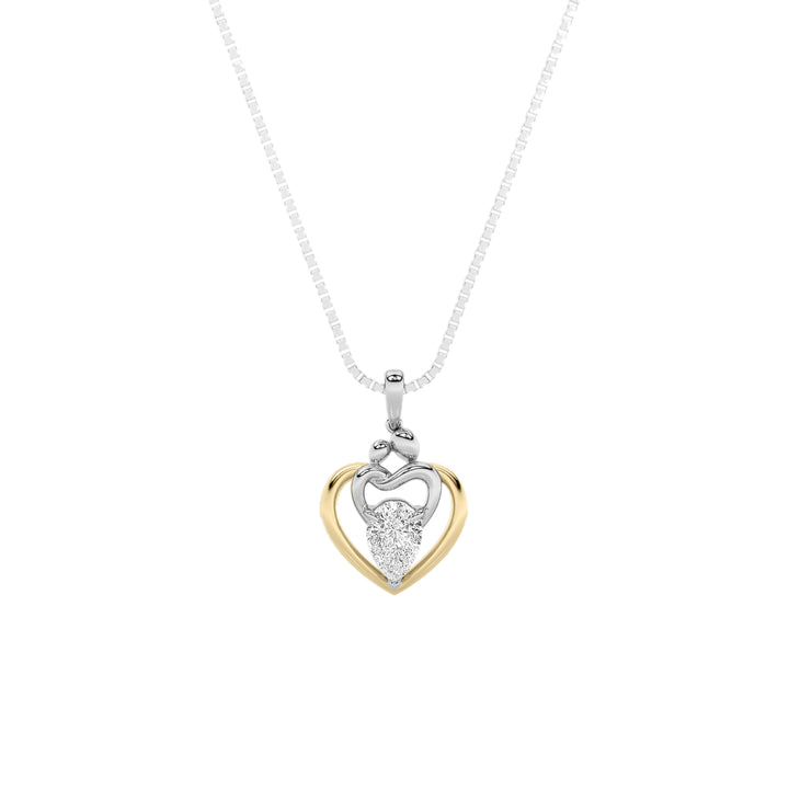 1.5Cttw Pear Shaped Lab Grown Diamond (F/VS) Heart Shaped Pendant in 14K Gold