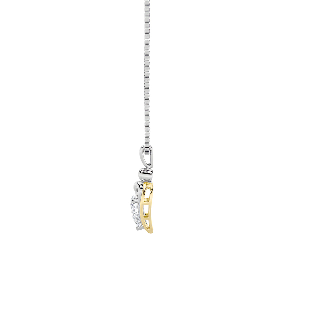 1.5Cttw Pear Shaped Lab Grown Diamond (F/VS) Heart Shaped Pendant in 14K Gold
