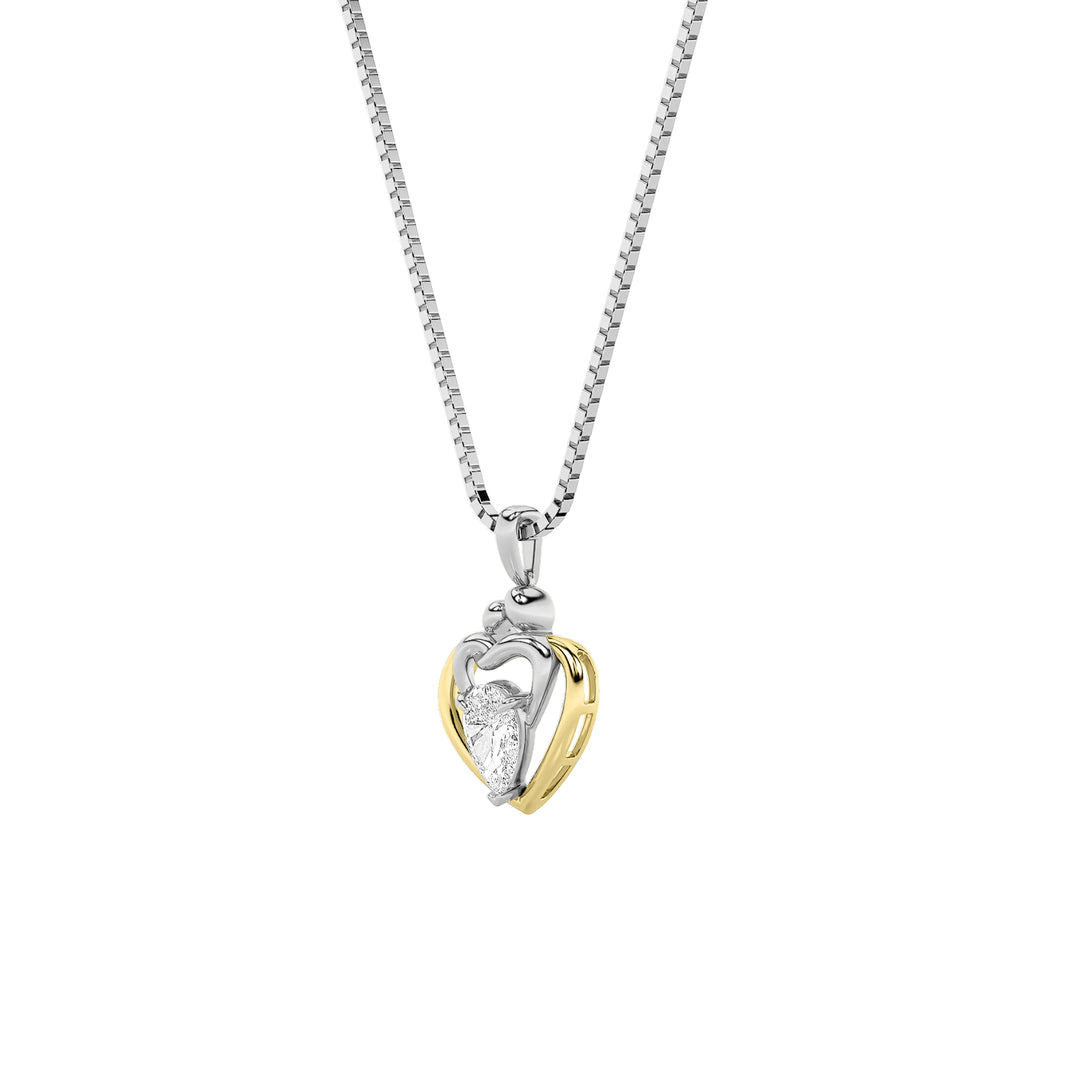 1.5Cttw Pear Shaped Lab Grown Diamond (F/VS) Heart Shaped Pendant in 14K Gold