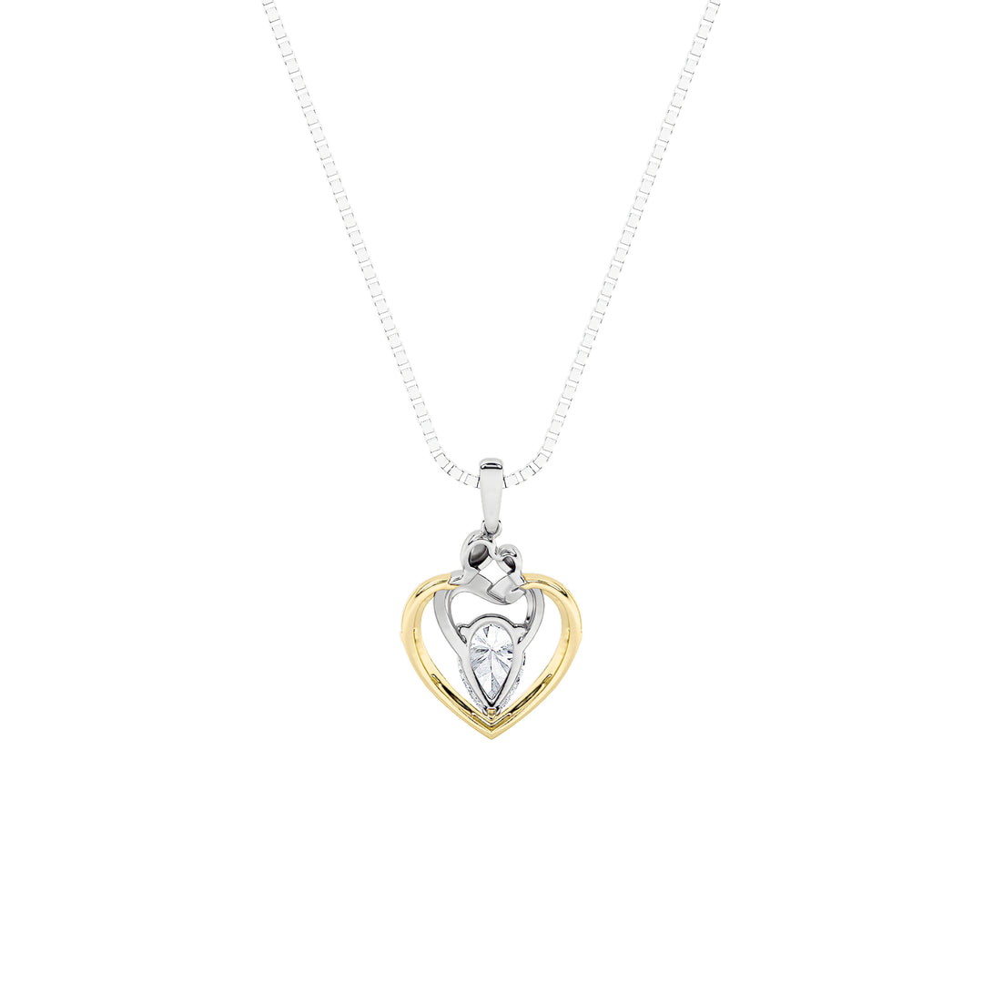 1.5Cttw Pear Shaped Lab Grown Diamond (F/VS) Heart Shaped Pendant in 14K Gold
