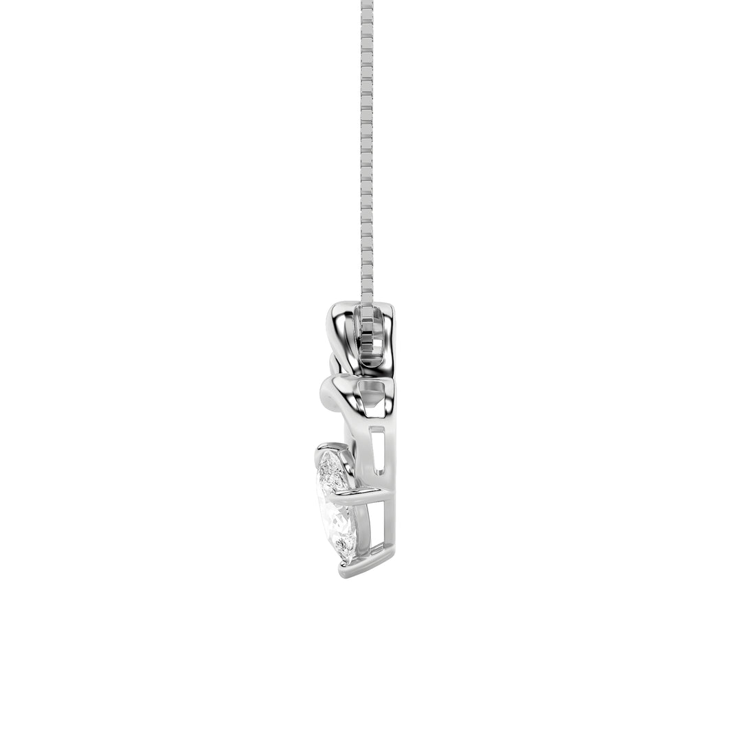 3Cttw Pear Shaped Lab Grown Diamond (F/VS) Mother& Child Heart Shaped Pendant in 14K Gold