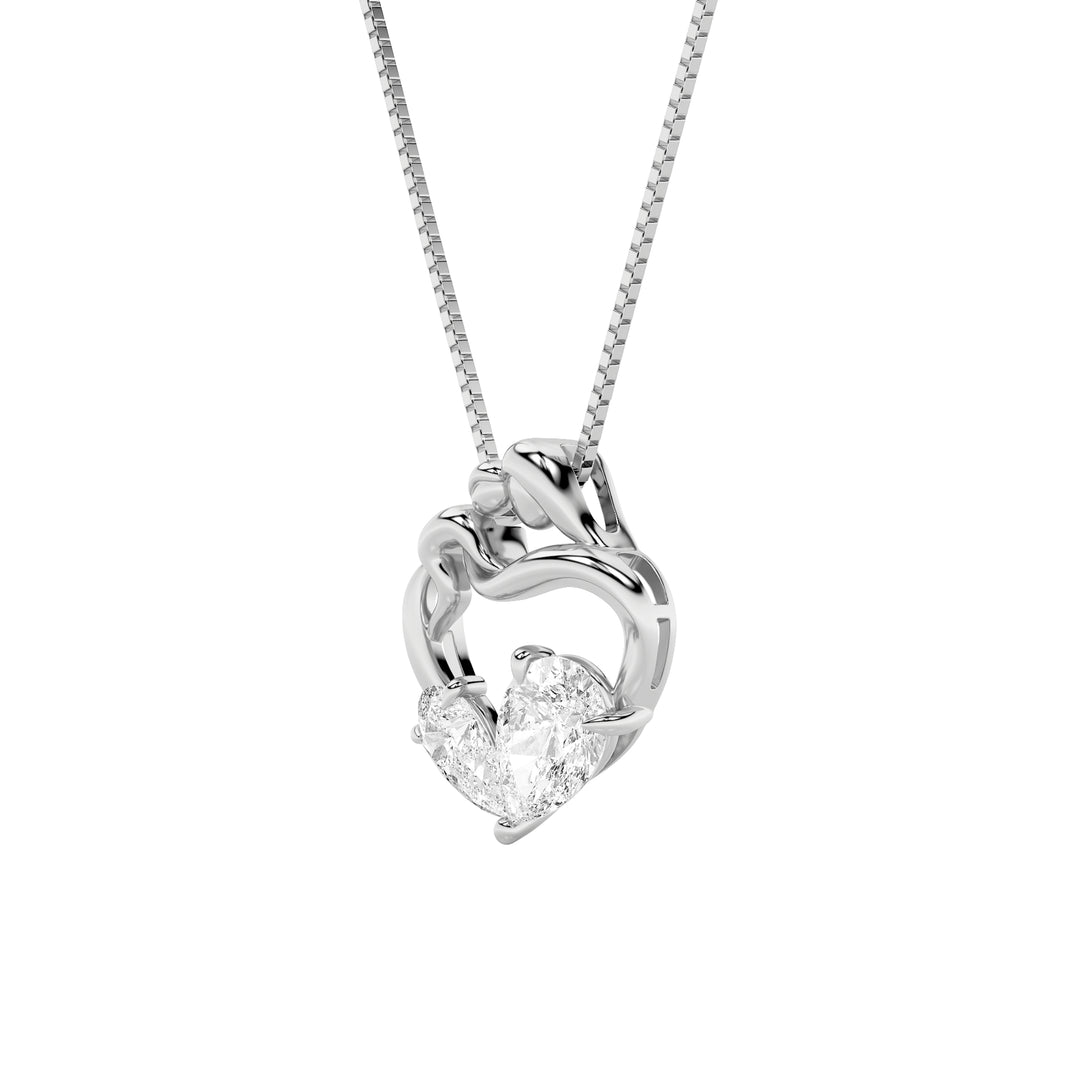 3Cttw Pear Shaped Lab Grown Diamond (F/VS) Mother& Child Heart Shaped Pendant in 14K Gold