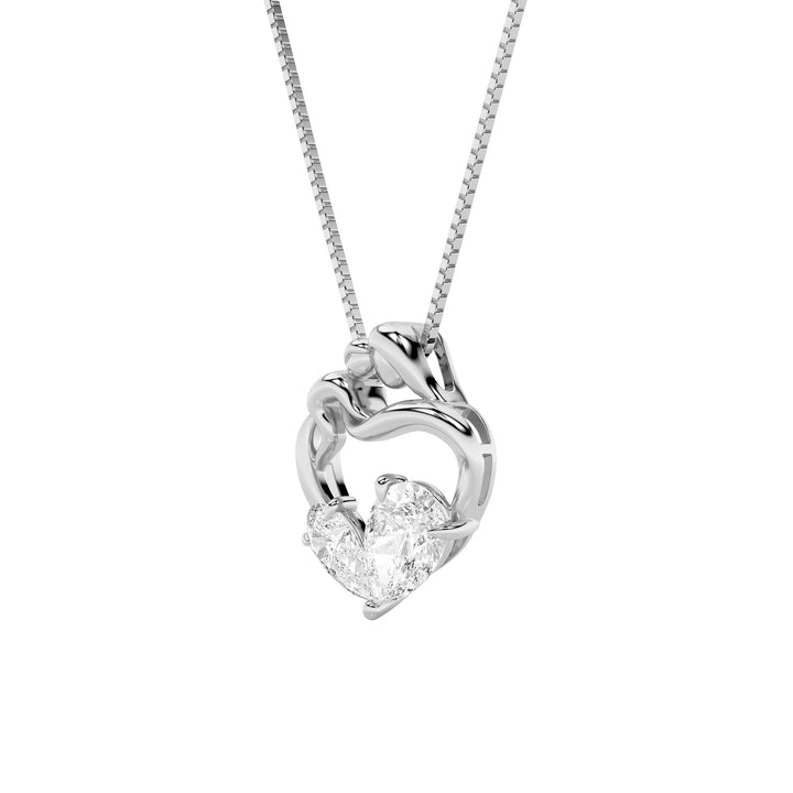 3Cttw Pear Shaped Lab Grown Diamond (F/VS) Mother& Child Heart Shaped Pendant in 14K Gold