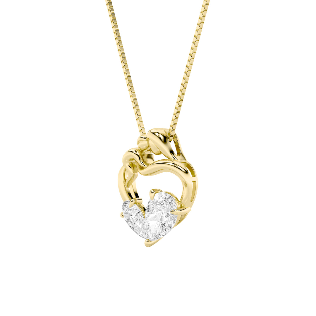3Cttw Pear Shaped Lab Grown Diamond (F/VS) Heart Shaped Pendant in 14K Gold