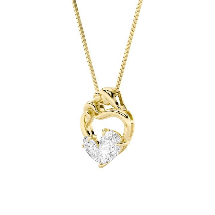 3Cttw Pear Shaped Lab Grown Diamond (F/VS) Heart Shaped Pendant in 14K Gold