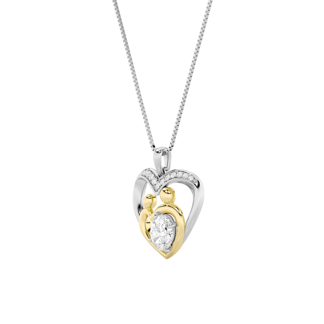 1Cttw Oval Shaped Lab Grown Diamond (F/VS) Heart Shaped Pendant in 14K Gold
