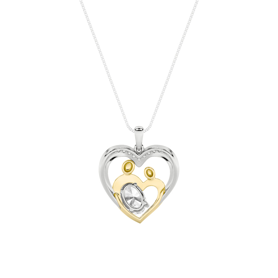 1Cttw Oval Shaped Lab Grown Diamond (F/VS) Heart Shaped Pendant in 14K Gold