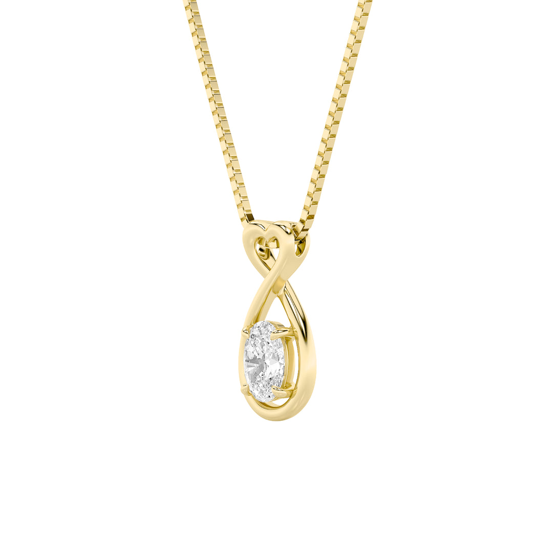 1CTW Oval Shaped Lab Grown Diamond (G/VS) Fancy Solitaire Pendant in 14K Gold