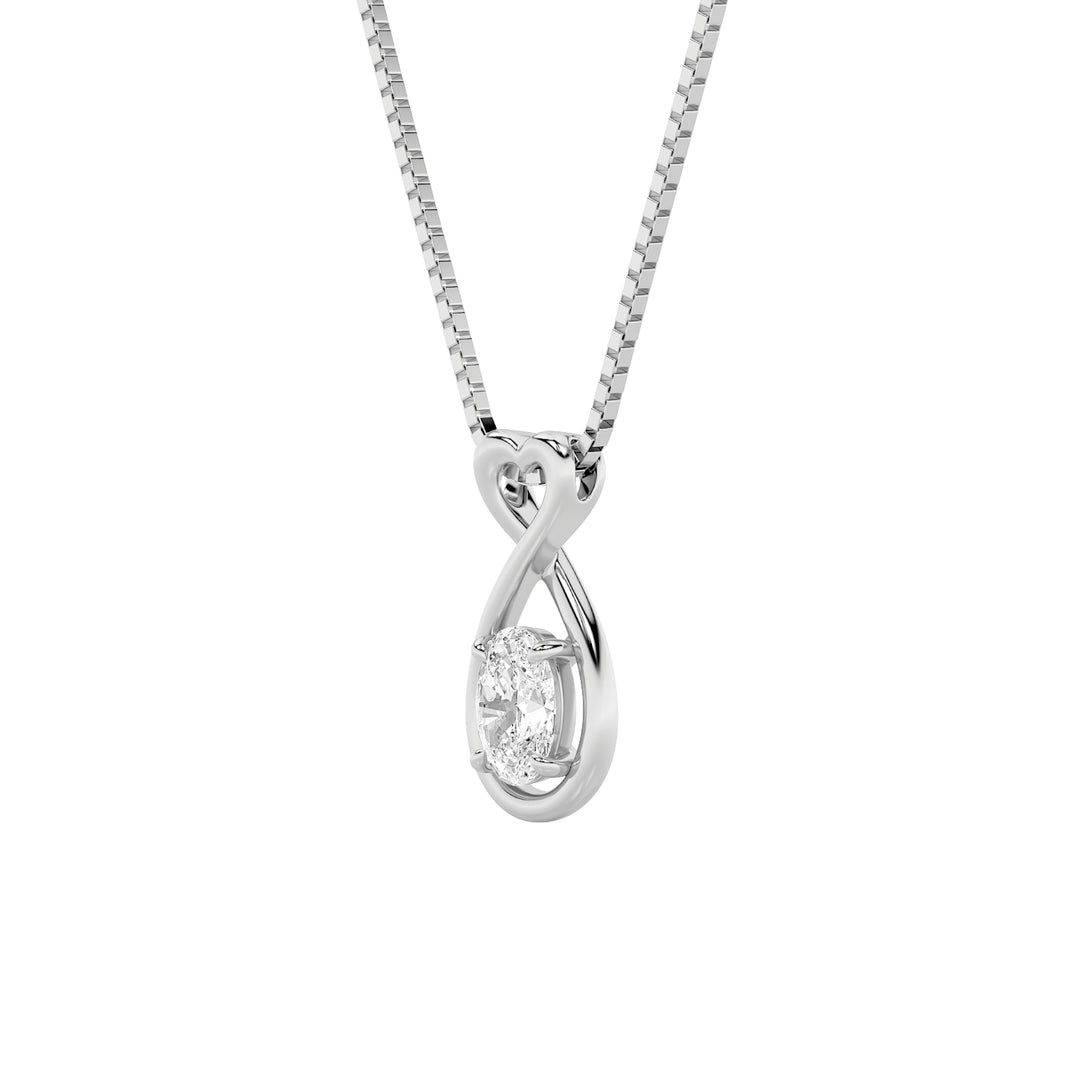 1CTW Oval Shaped Lab Grown Diamond (F/VS) Fancy Solitaire Pendant in 14K Gold