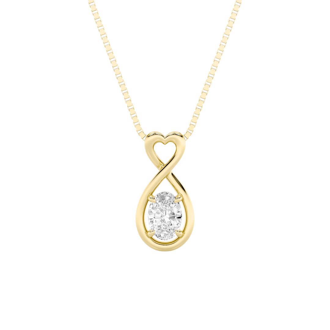 1CTW Oval Shaped Lab Grown Diamond (F/VS) Fancy Solitaire Pendant in 14K Gold