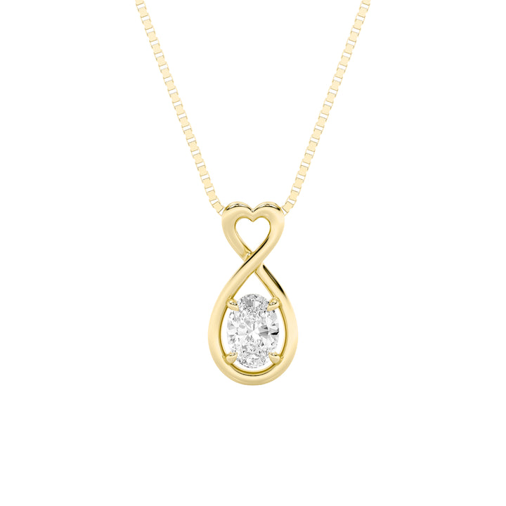 1CTW Oval Shaped Lab Grown Diamond (F/VS) Fancy Solitaire Pendant in 14K Gold
