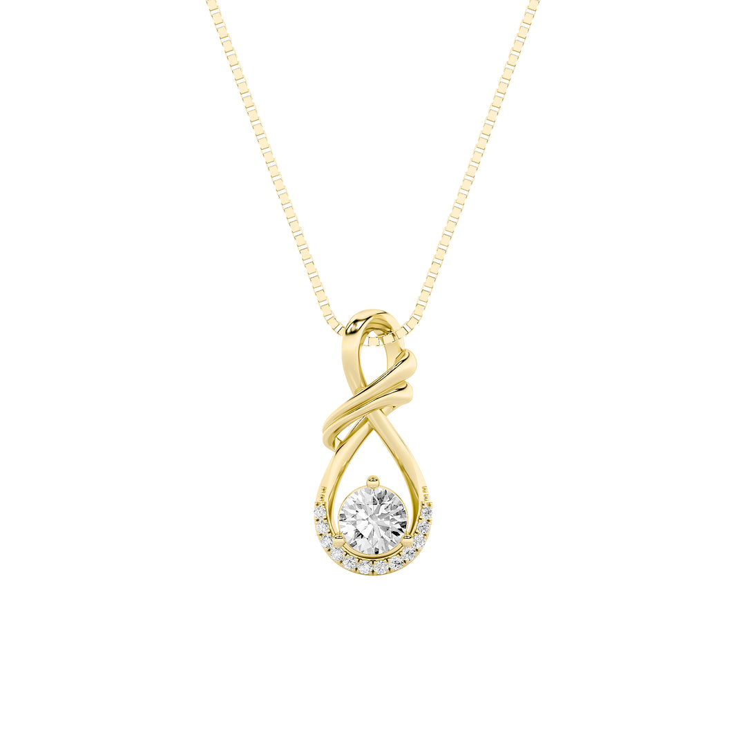 1Cttw Round Shaped Lab Grown Diamond (F/VS) Solitaire Pendant in 14K Gold