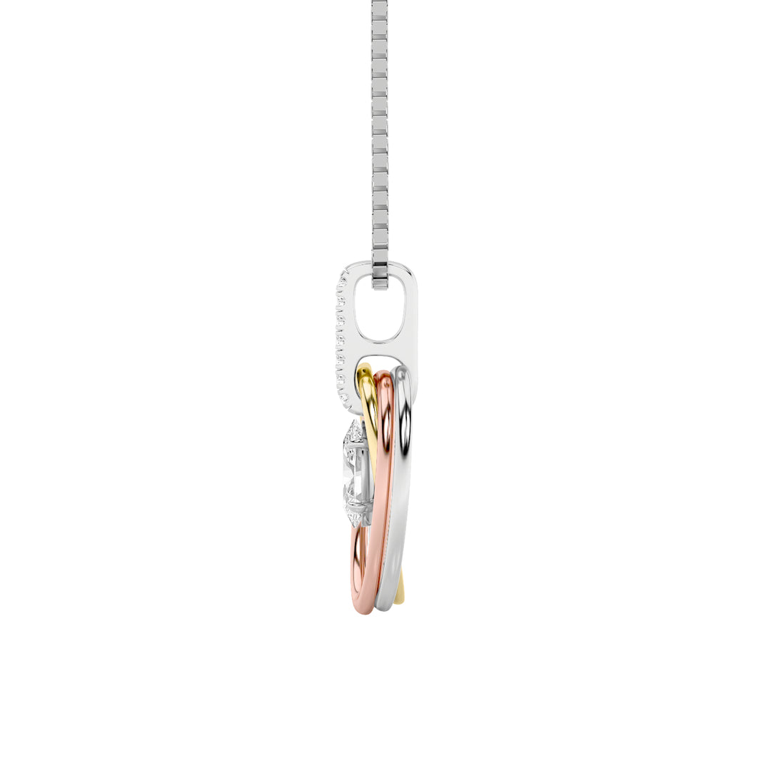 1.5Cttw Oval Shaped Lab Grown Diamond (F/VS) Three Tone Solitaire Accented Pendant in 14K Gold