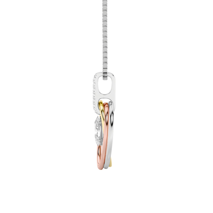 1.5Cttw Oval Shaped Lab Grown Diamond (F/VS) Three Tone Solitaire Accented Pendant in 14K Gold