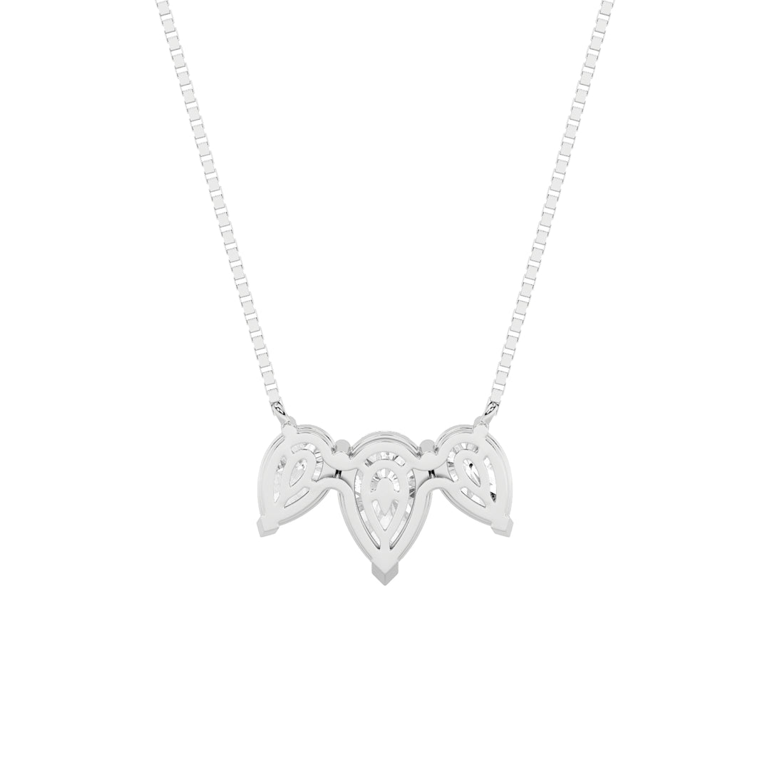 3Cttw Pear Shaped Lab Grown Diamond (F/VS) Three Stone Necklace in 14K Gold