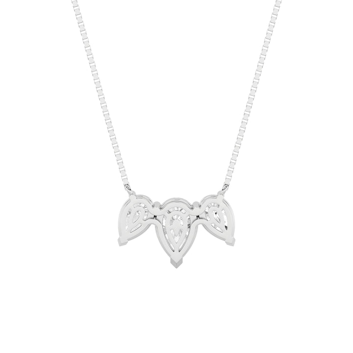 3Cttw Pear Shaped Lab Grown Diamond (F/VS) Three Stone Necklace in 14K Gold