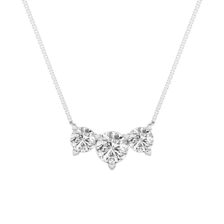 2CTW Round Shaped Lab Grown Diamond (F/VS) Three Stone Necklace in 14K Gold