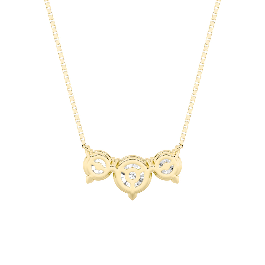 2CTW Round Shaped Lab Grown Diamond (F/VS) Three Stone Necklace in 14K Gold