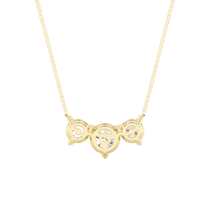 2CTW Round Shaped Lab Grown Diamond (F/VS) Three Stone Necklace in 14K Gold