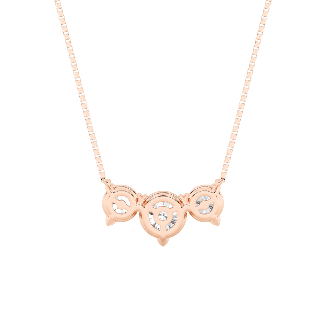 2CTW Round Shaped Lab Grown Diamond (F/VS) Three Stone Necklace in 14K Gold