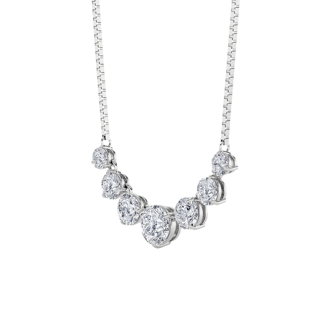 4.5Cttw Round Shaped Lab Grown Diamond (F/VS) Seven Stone Necklace in 14K Gold