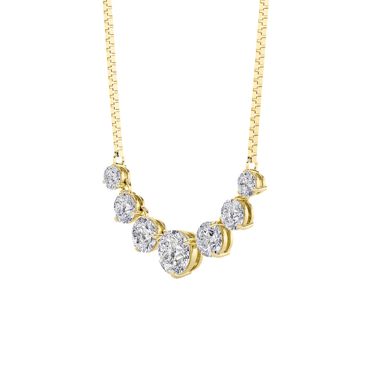 4.5Cttw Round Shaped Lab Grown Diamond (F/VS) Seven Stone Necklace in 14K Gold