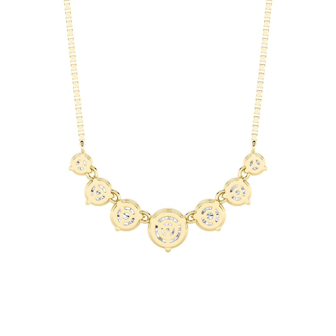 4.5Cttw Round Shaped Lab Grown Diamond (F/VS) Seven Stone Necklace in 14K Gold