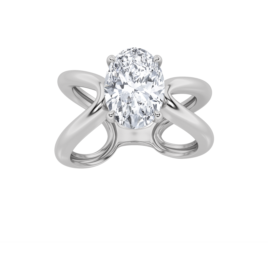 14K White Gold 2ct Lab Grown Oval Diamond Solitaire Ring