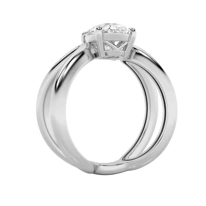2Cttw Oval Shaped Lab Grown Diamond (F/VS) Criss Cross Fancy Solitaire Ring in 14K Gold