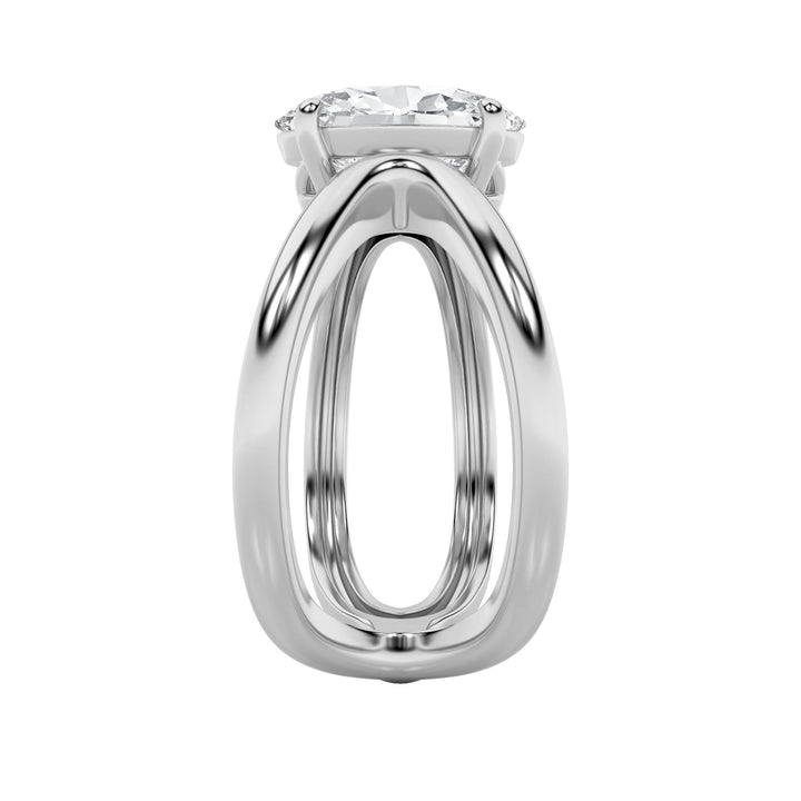 2Cttw Oval Shaped Lab Grown Diamond (F/VS) Criss Cross Fancy Solitaire Ring in 14K Gold