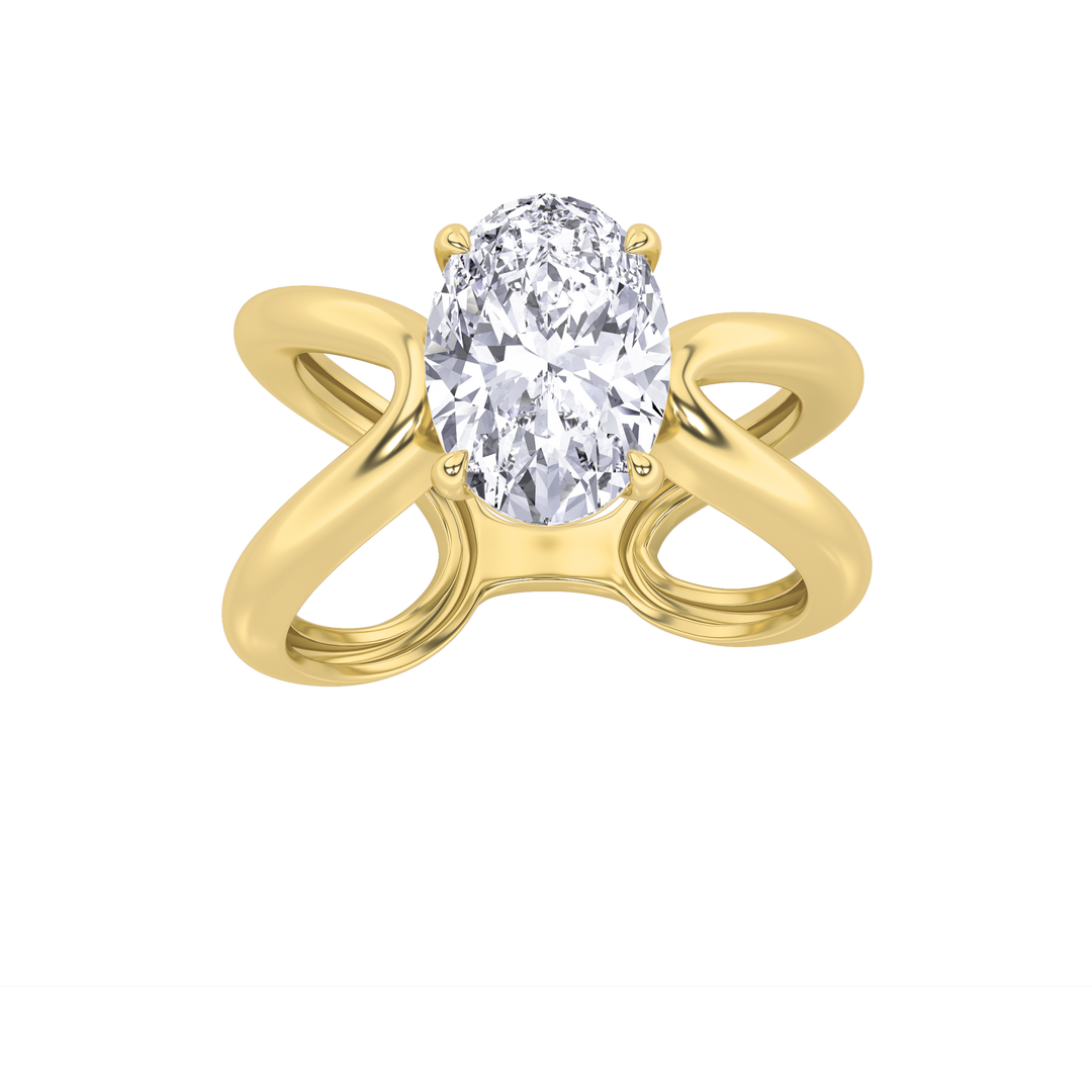 14KY 2ct Lab Oval Diamond Solitaire Ring