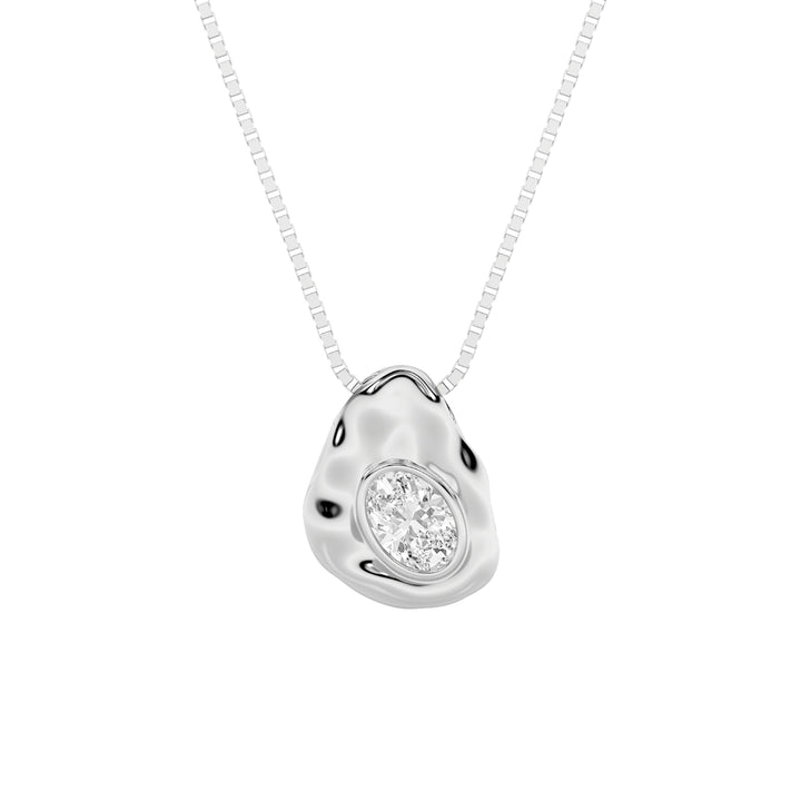 1Cttw Oval Shaped Lab Grown Diamond (F/VVS) Organic Design Solitaire Pendant in 14K Gold