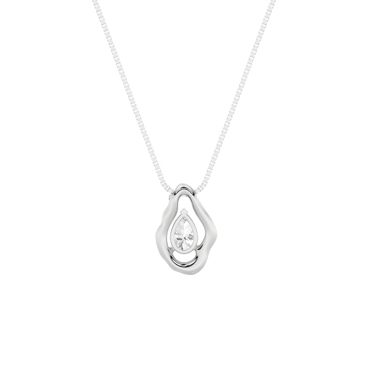 1Cttw Pear Shaped Lab Grown Diamond (F/VS) Organic Design Solitaire Pendant in 14K Gold