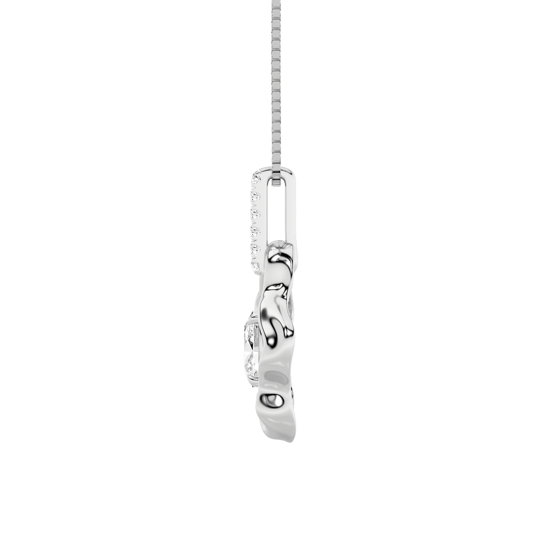 1Cttw Oval Shaped Lab Grown Diamond (F/VS) Organic Design Solitaire Pendant in 14K Gold