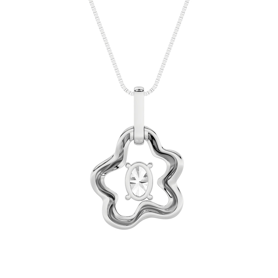 1Cttw Oval Shaped Lab Grown Diamond (F/VS) Organic Design Solitaire Pendant in 14K Gold