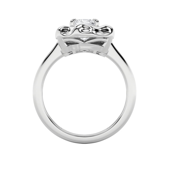 1.5CTW Emerald Shaped Lab Grown Diamond (F/VS) Organic Design Solitaire Ring in 14K Gold