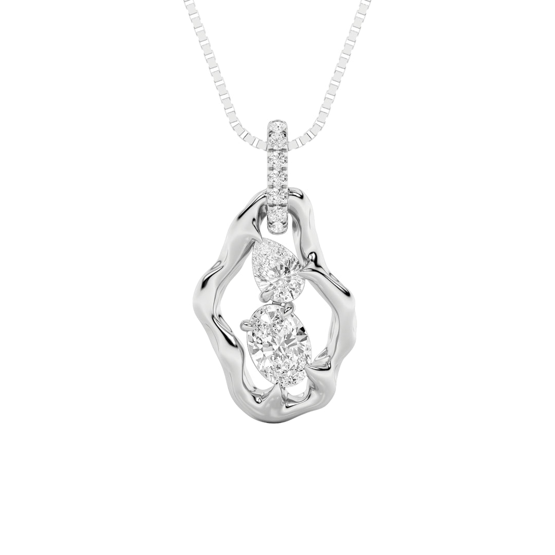 1Cttw Oval Shaped Lab Grown Diamond (F/VS) Organic Design Solitaire Pendant in 14K Gold