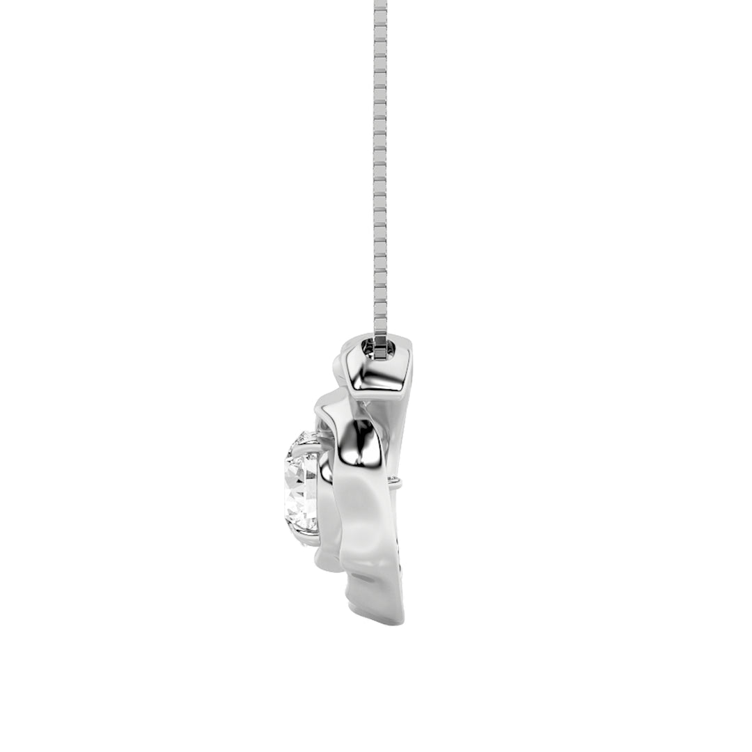 1Cttw Round Shaped Lab Grown Diamond (F/VS) Organic Design Solitaire Pendant in 14K Gold