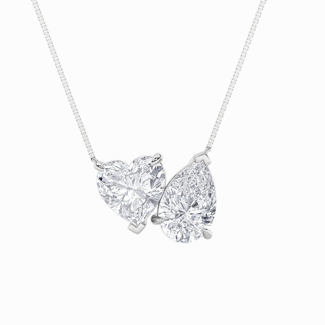 2CTW Pear Shaped Lab Grown Diamond (F/VS) Heart Shaped Necklace in 14K Gold