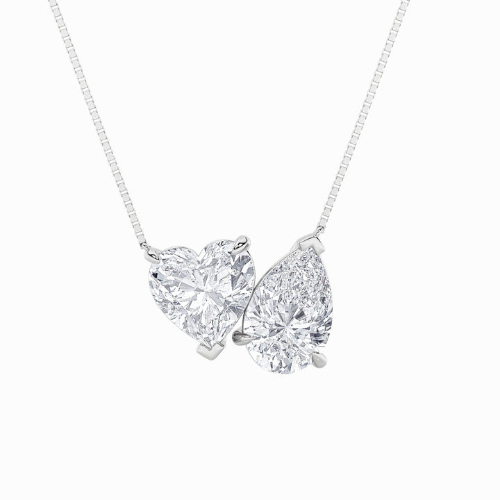 2CTW Pear Shaped Lab Grown Diamond (F/VS) Heart Shaped Necklace in 14K Gold