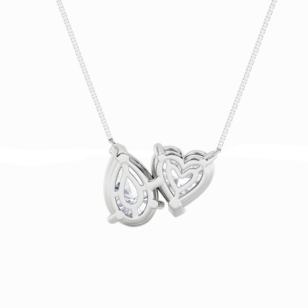 2CTW Pear Shaped Lab Grown Diamond (F/VS) Heart Shaped Necklace in 14K Gold