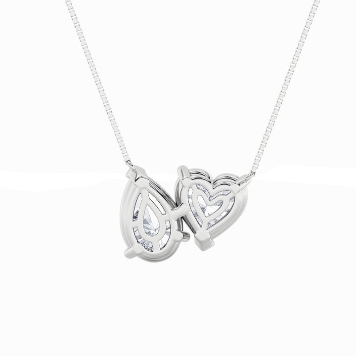 2CTW Pear Shaped Lab Grown Diamond (F/VS) Heart Shaped Necklace in 14K Gold