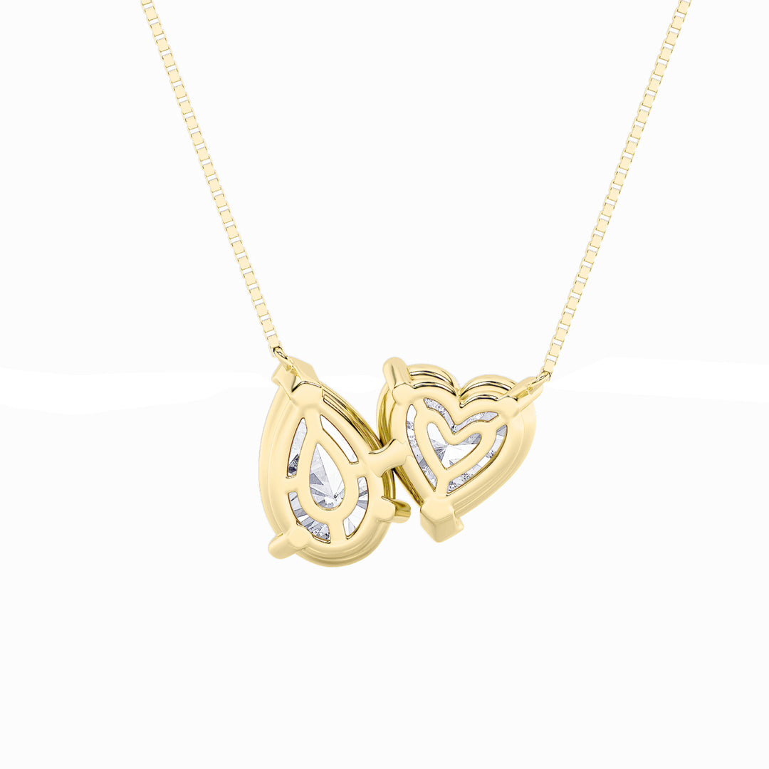 2CTW Pear Shaped Lab Grown Diamond (F/VS) Heart Shaped Necklace in 14K Gold