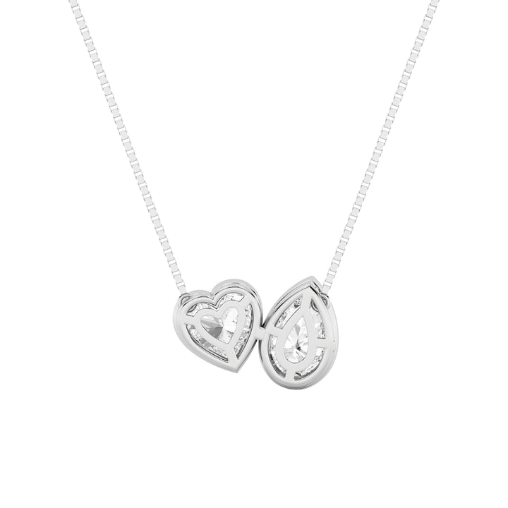 2Cttw Pear Shaped Lab Grown Diamond (F/VS) Heart Shaped Necklace in 14K Gold